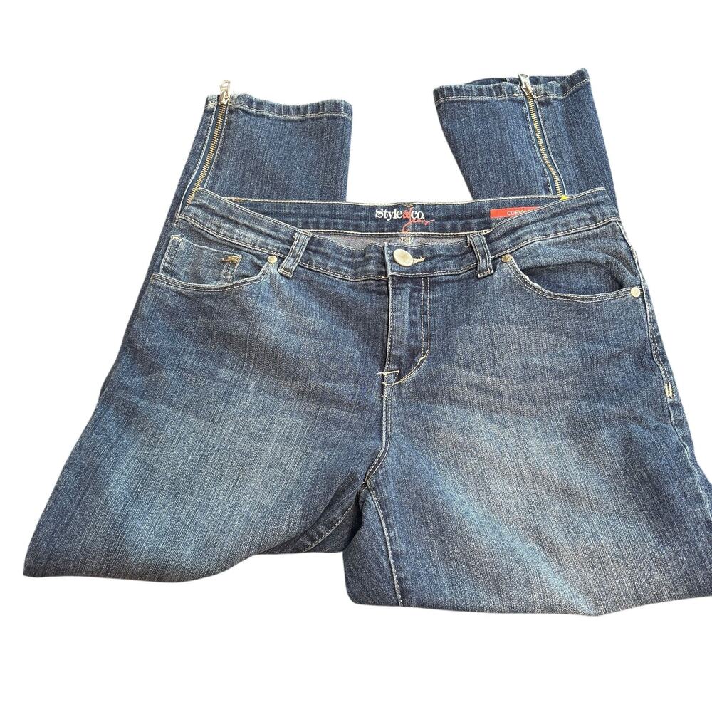 Style & Co. Jean Curvy Fit Jeans Women's 6 Blue Denim Stretch Zippered At Ankle